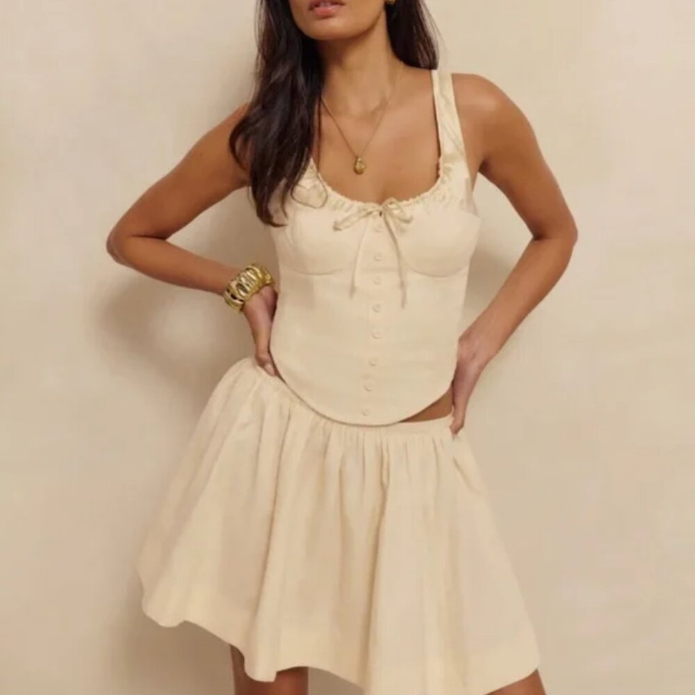 Reformation Evy Linen Two Piece Sugar 0 NWT
